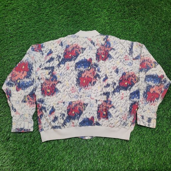 VTG 90s All Over Print Bomber Jacket Mens L Boxy Cropped Fit Art to Wear - Picture 5 of 6